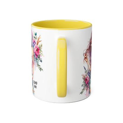 Floral Motivational Mug: "Dump Him" Coffee Cup, Gift for Friends, Inspirational Drinkware, Self-Care Coffee Mug, Cute Floral Mug