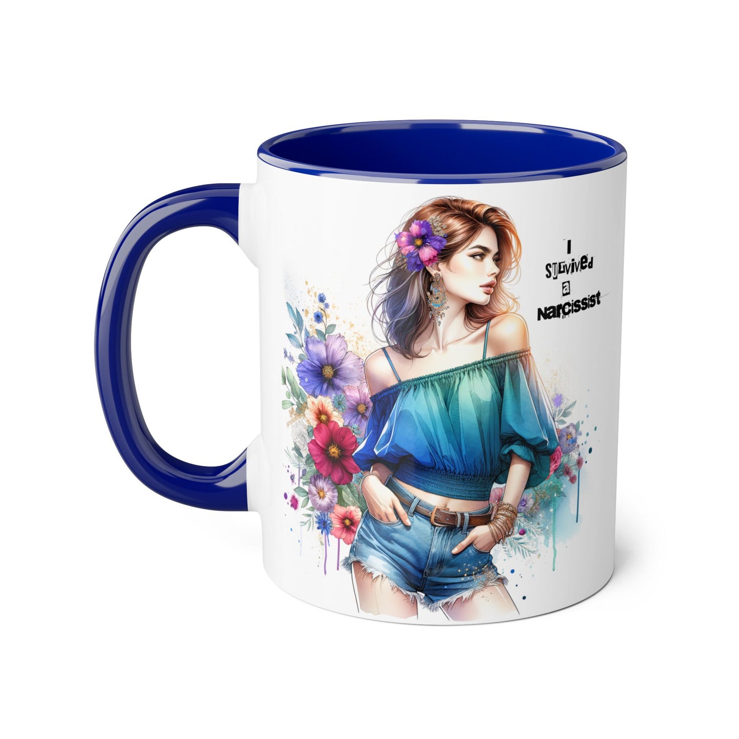 Stylish Floral Accent Mug, Trendy Coffee Cup, Gift for Her, Birthday Mug, Inspirational Drinkware