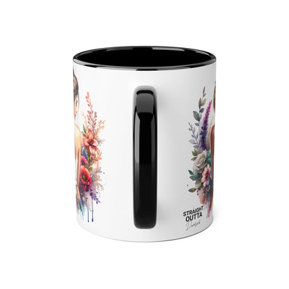Straight Outta Divorced Humoristic Floral Art Mug, Personalized Gift Mug, Wedding Gift, Coffee Mug, Inspirational Mug, Colorful Accent Mug