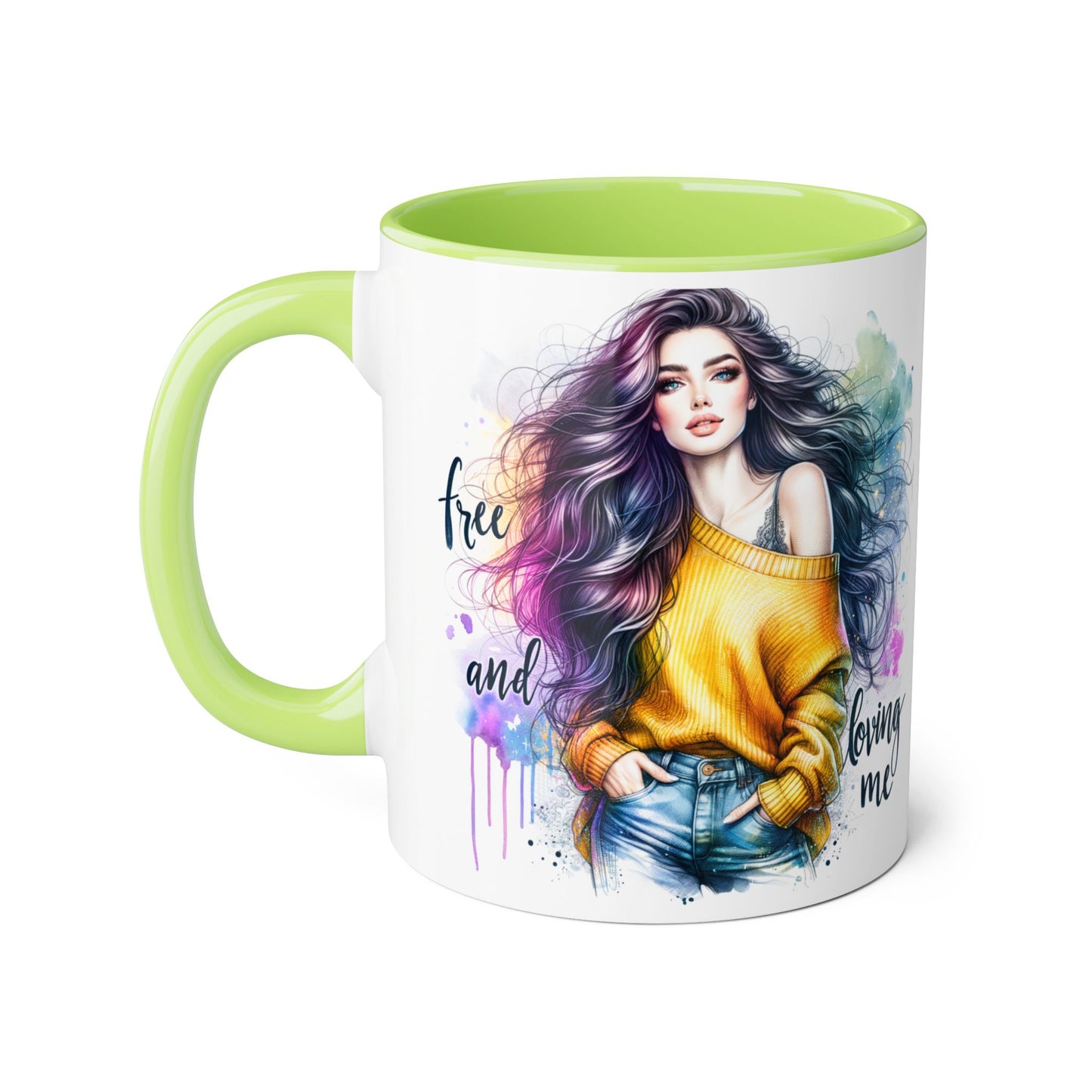 Colorful Inspirational Accent Mug, Free and Loving Me Coffee Cup, Artistic Drinkware Gift for Her, Vibrant Daily Motivation, Birthday [...]