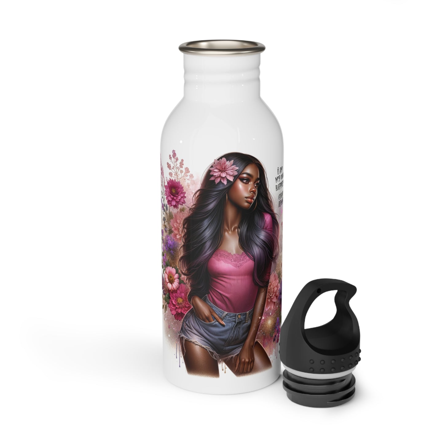 I Am My Own Happily Ever After Floral Art Stainless Steel Water Bottle - Inspiring Style for Every Adventure