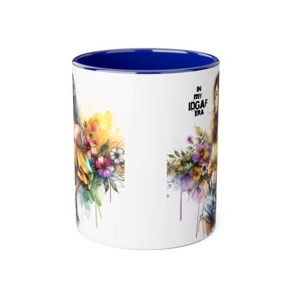 Colorful IDGAF Era Accent Mugs, Unique Coffee Cup for Bold Souls, Gifts for Women, Floral Design Mugs, Fun Cafe Mugs