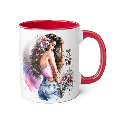 Lost You and Found Me Bohemian Accent Mugs - Lose You Found Me | Artistic Coffee Cup, Unique Gift, Decorative Drinkware, Floral Theme, Stylish Tea Mug