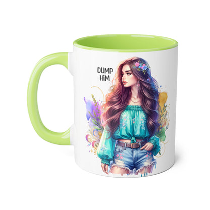 Colorful Dump Him Accent Mug, Inspirational Coffee Cup, Gift for Friends, Motivational Tea Mug, Fun Art Ceramic Cup