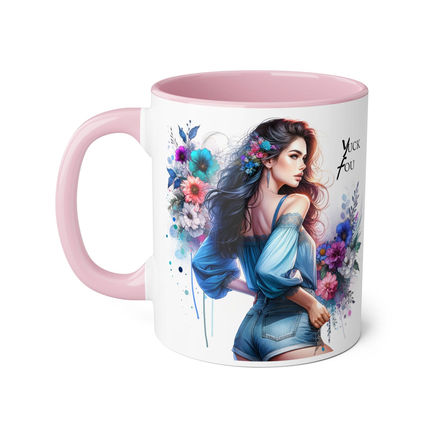 Yuck Fou Floral Graphic Accent Mug: Perfect Gift for Tea Lovers, Coffee Breaks, Home Decor, Inspirational Quotes, Mother's Day, Birthdays
