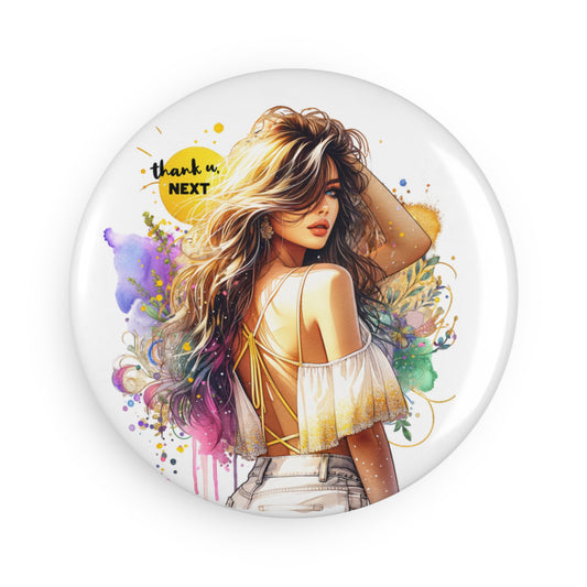 Thank U, Next  Decorative Round Magnet, Gifts for Her, Refrigerator Decor, Chic Home Accessory, Unique Birthday Gift