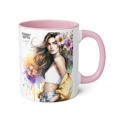 Straight Outta Divorced Humoristic Chic Floral Art Mug - Stylish Coffee Cup for Home or Office, Perfect Gift for Birthdays, Mother’s Day, or Coffee Lovers