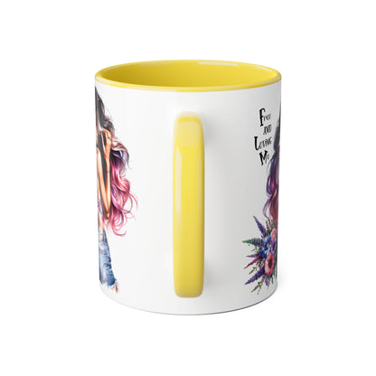 Free and Loving Me Bohemian Accent Mug | Free and Living Me | Floral Art Coffee Cup | Gift for Her | Inspirational Drinkware