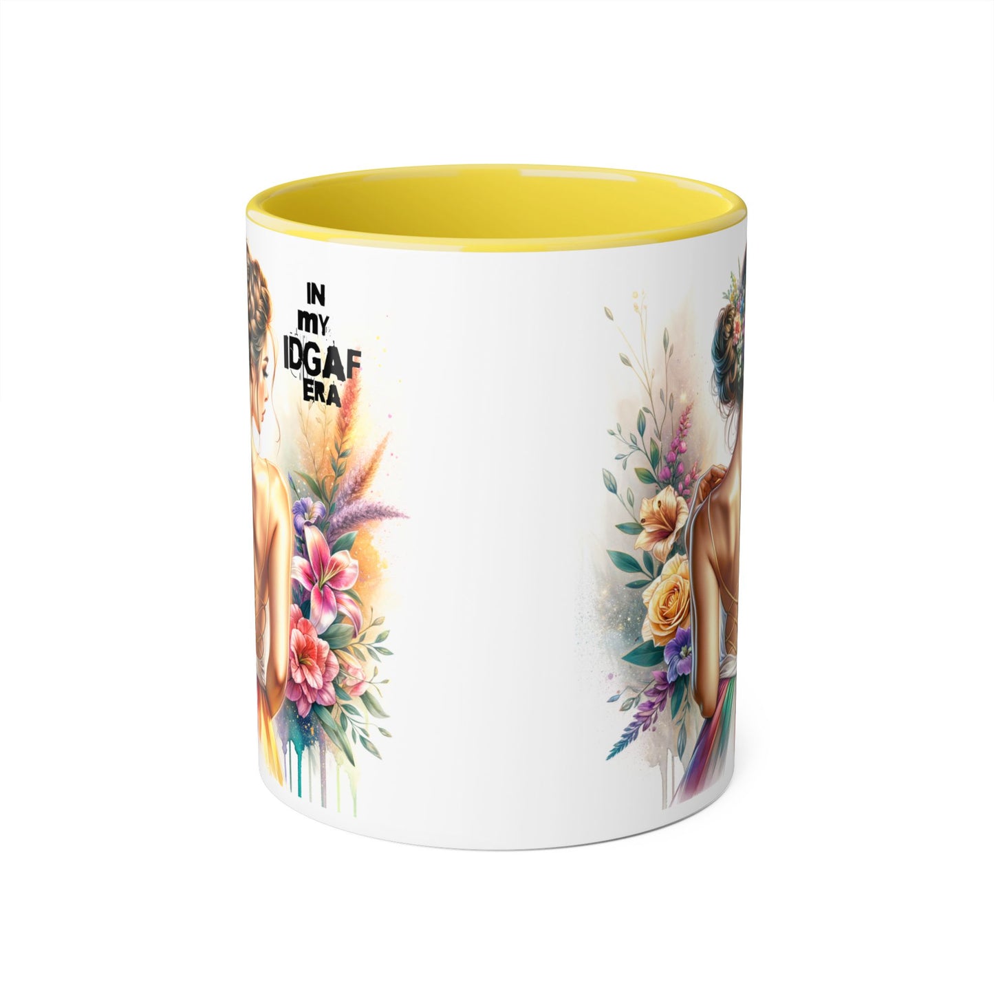 Bold Floral IDGAF Era Mug, Artistic Coffee Cup, Gift for Her, Self-Care, Coffee Lovers, Inspirational Drinkware