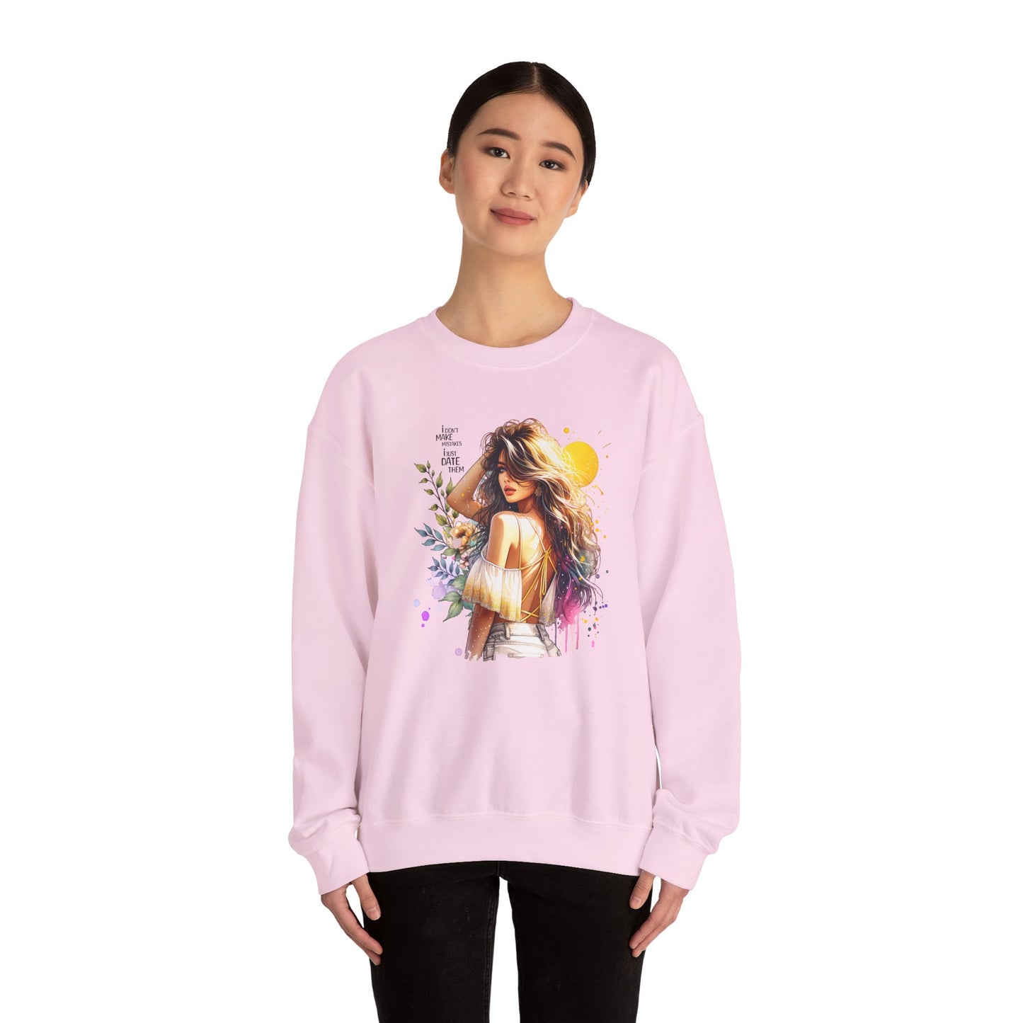 I Don`t  Make Mistakes, I Just Date Them Chic Floral Art Crewneck Sweatshirt, Cozy Gift for Her, Casual Wear, Fashionable Sweatshirt, Relaxed Style