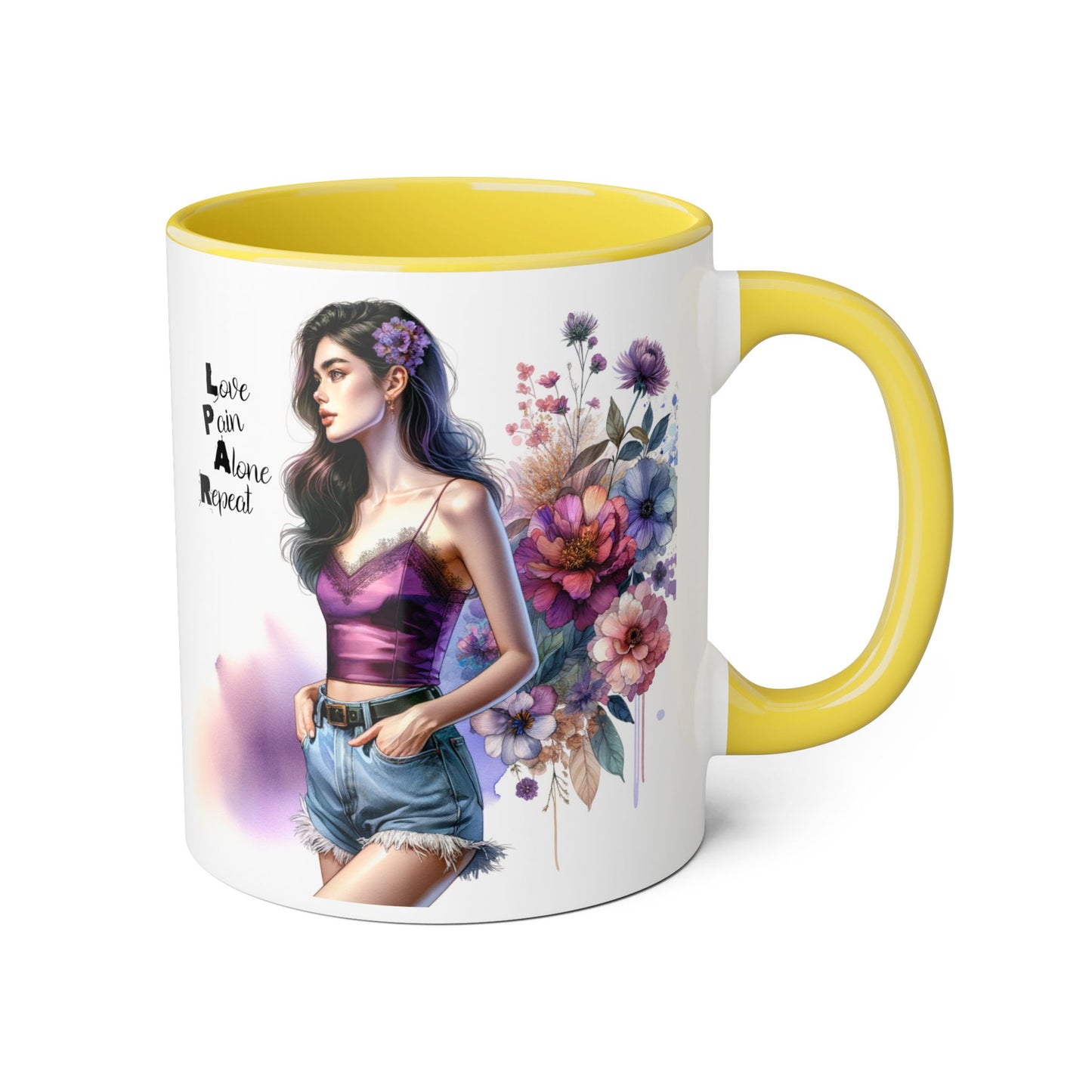 Floral Accent Mug, Personalized Coffee Cup, Artistic Drinkware, Unique Gift for Her, Women's Day Present, Home Decor
