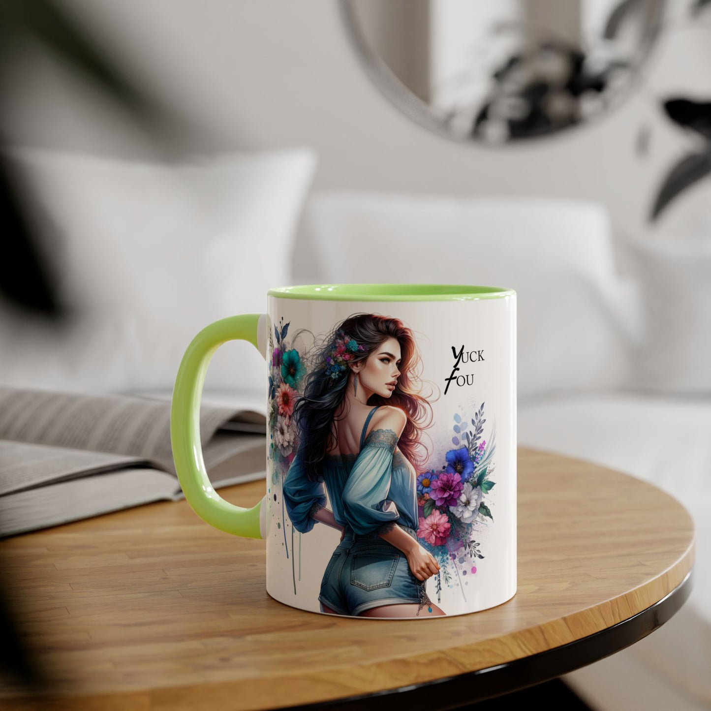 Yuck Fou Floral Graphic Accent Mug: Perfect Gift for Tea Lovers, Coffee Breaks, Home Decor, Inspirational Quotes, Mother's Day, Birthdays