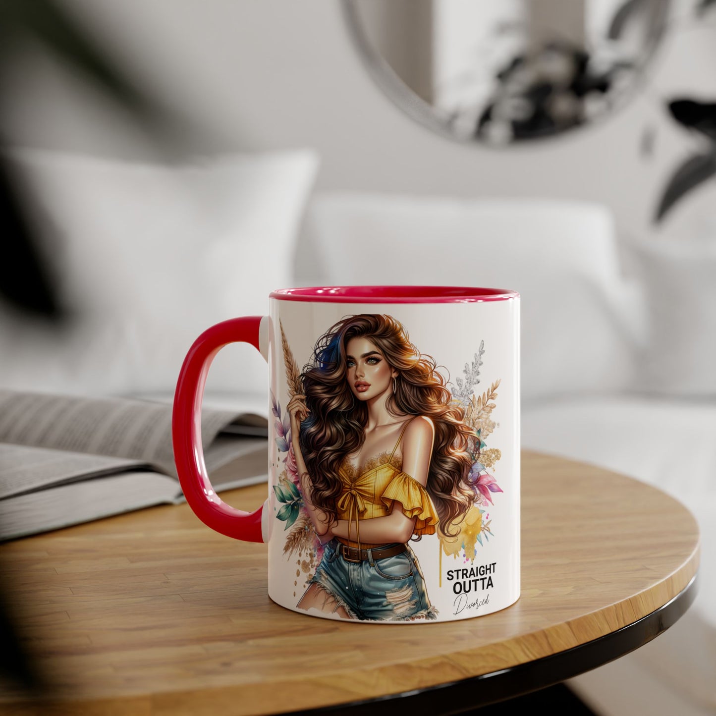 Straight Outta Divorced Humoristic Vibrant Accent Mug for Coffee Lovers, Perfect Gift for Birthdays, Anniversaries, or Home Decor