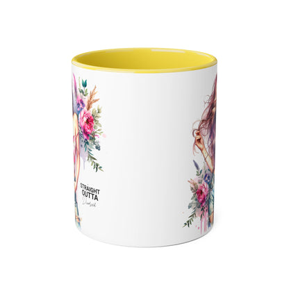 Straight Outta Divorced Humoristic Floral Accent Mug - Inspiring Gift for Friends, Unique Coffee Cup, Perfect for Birthdays, Home Decor, Coffee Lovers