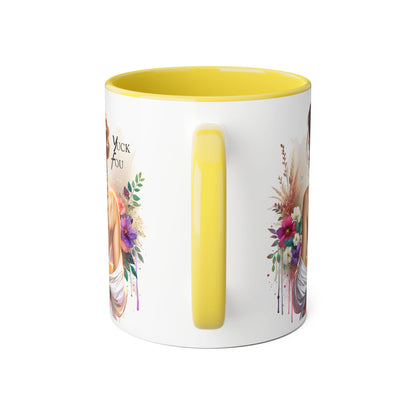 Bohemian Accent Mug with Floral Design, Yuck Fou  Coffee Cup, Unique Gift for Her, Inspirational Mug, Art Lover's Drinkware