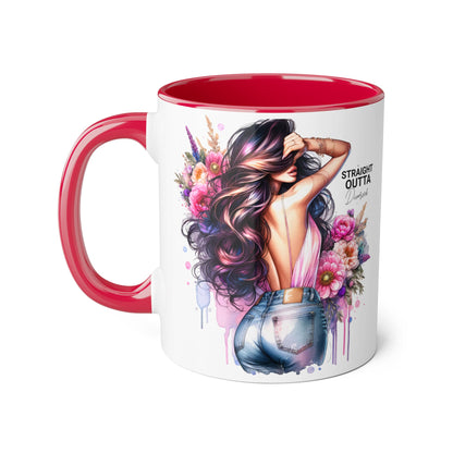 Straight Outta Divorced Humoristic Floral Art Accent Mug - Perfect for Coffee Lovers, Gift for Her, Home Decor, Inspirational, Mother's Day