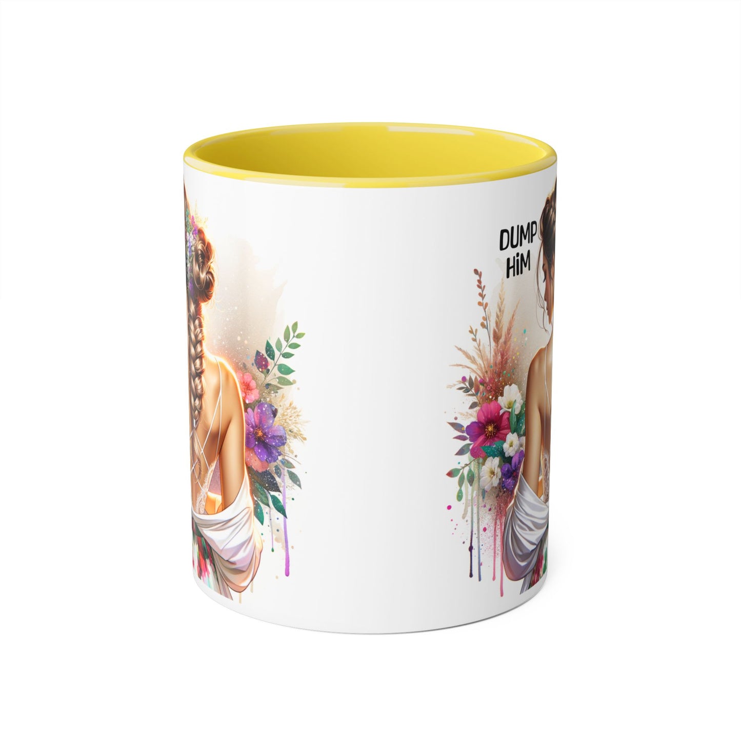 Elegant Floral Dump Him Mug | Inspirational Coffee Cup | Gift for Her, Birthday Present, Self-Care, Motivational Drinkware