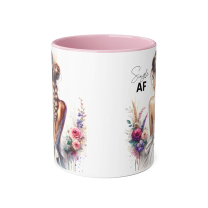 Floral Accent Mug - Simply AF | Perfect Gift for Friends, Coffee Lovers, Cozy Mornings, Home Decor, Wedding Celebrations
