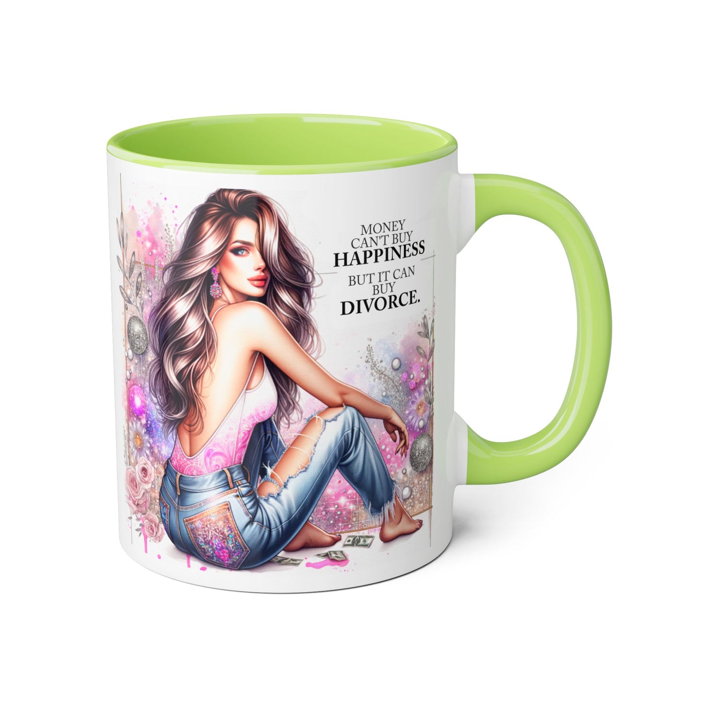 Money Can't Buy Happiness But It Can Buy Divorce Humoristic  Accent Mug | Funny Coffee Cup | Gift for Her | Unique Barware for Friends | Birthday & Self-Care Mug