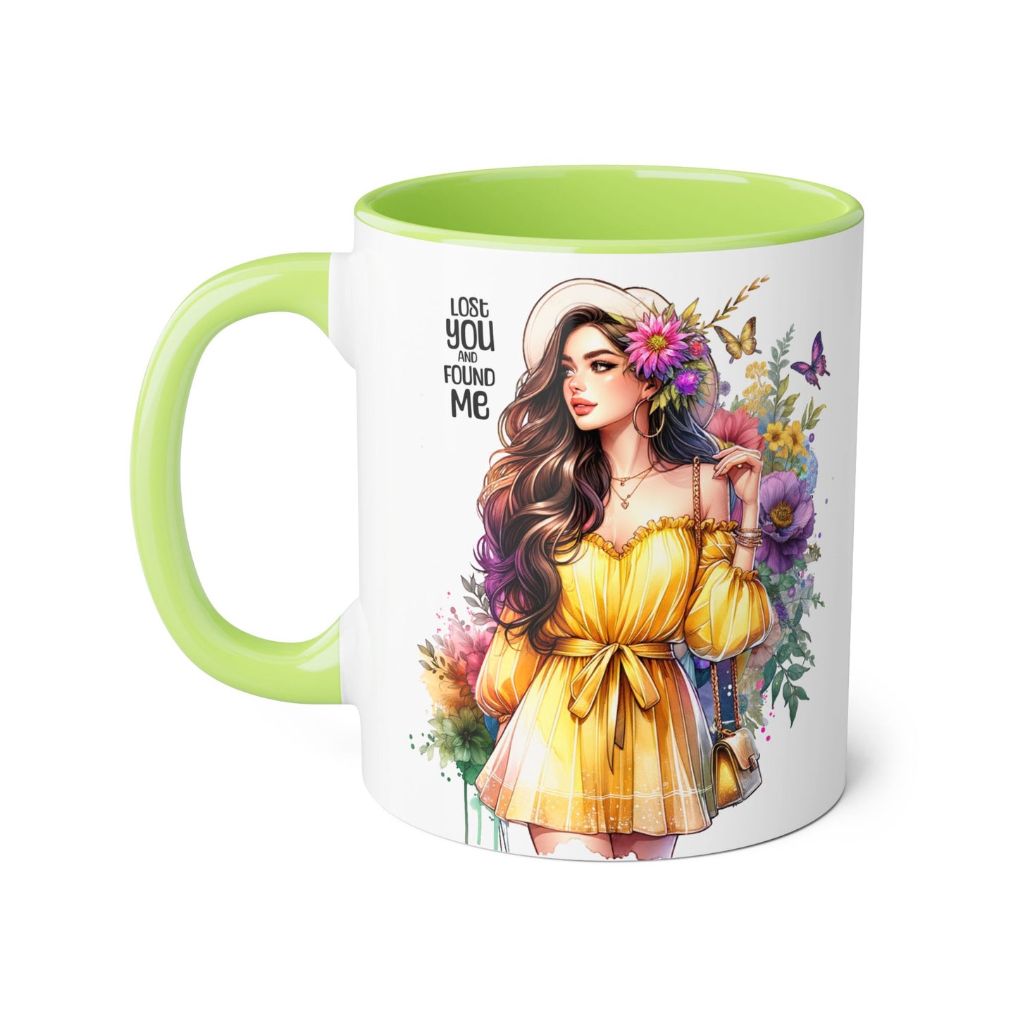 Lost You and Found Me Whimsical Floral Accent Mugs - Unique Coffee Cup, Perfect Gift for Her, Tea Lover, Home Decor, Birthday, Mother's Day