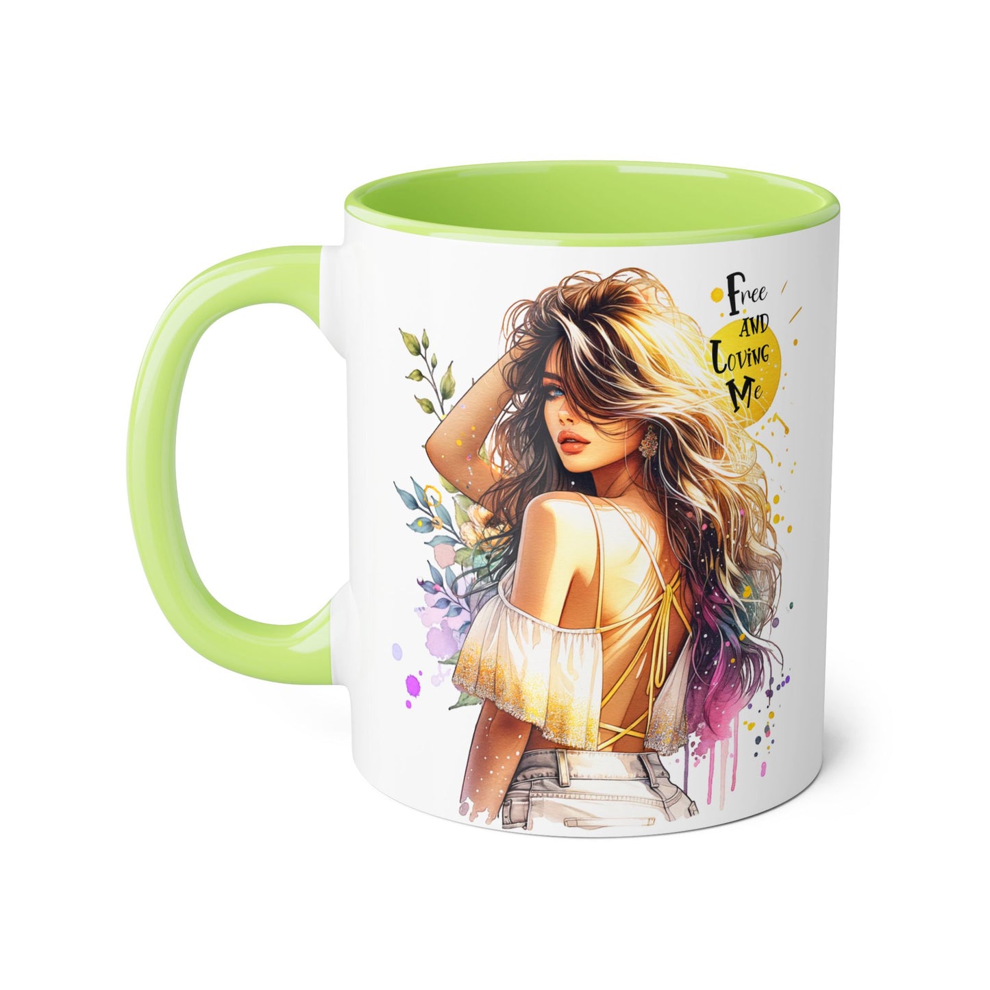 Free and Loving Me Boho Chic Accent Mug, Inspirational Coffee Cup, Free and Living Me, Gift for Her, Art Print Mug, Home Decor