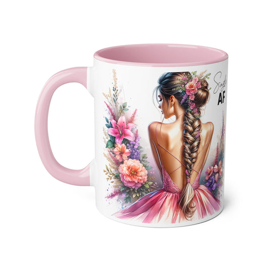 Single AF Floral Accent Mug - Perfect Gift for Single Friends, Celebration, Coffee Lovers, Birthday, Chic Decor