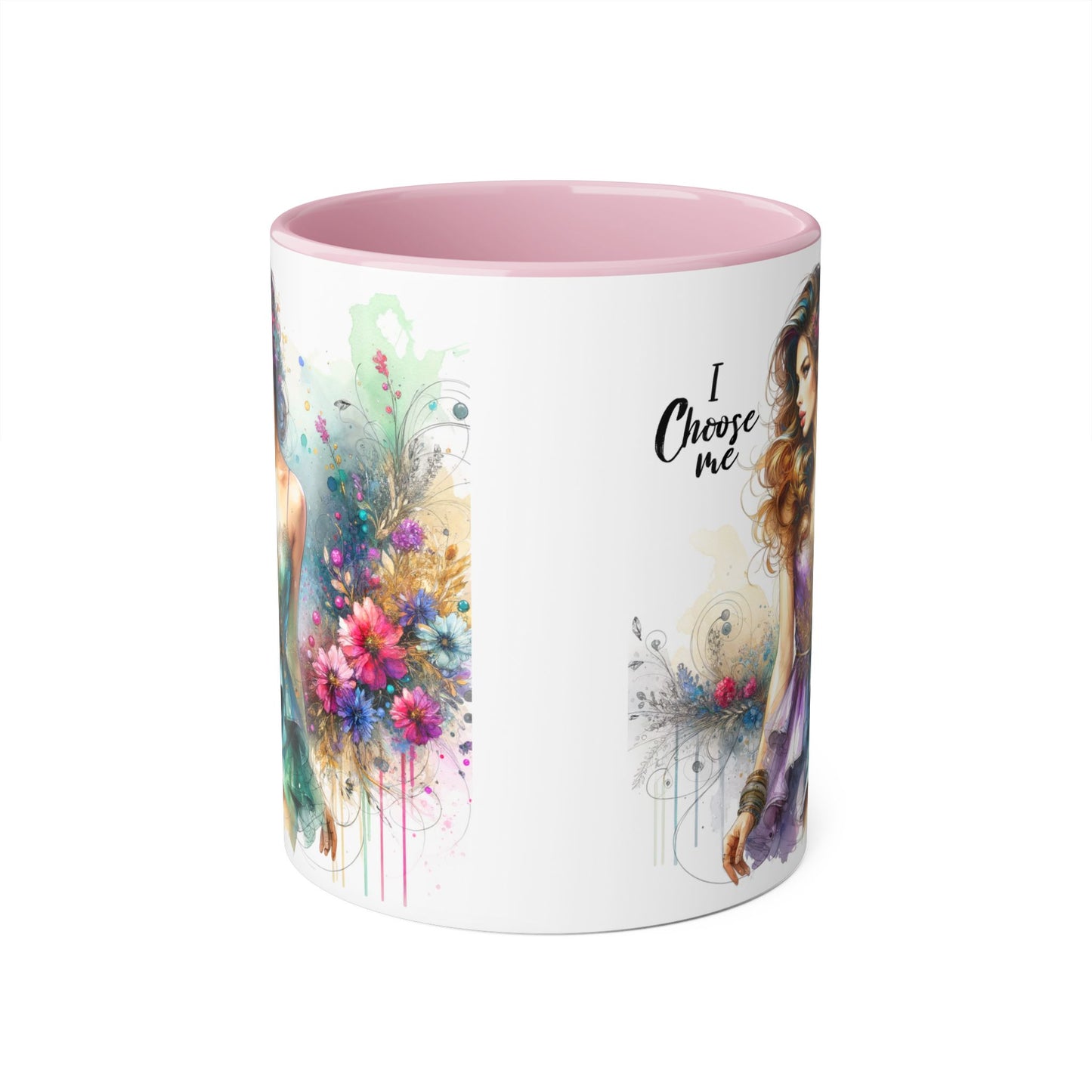 I Choose Me Empowerment Accent Mug - I Choose Me, Inspirational Coffee Cup, Self-Love Gift, Women’s Empowerment, Floral Décor, Motivational Drinkware