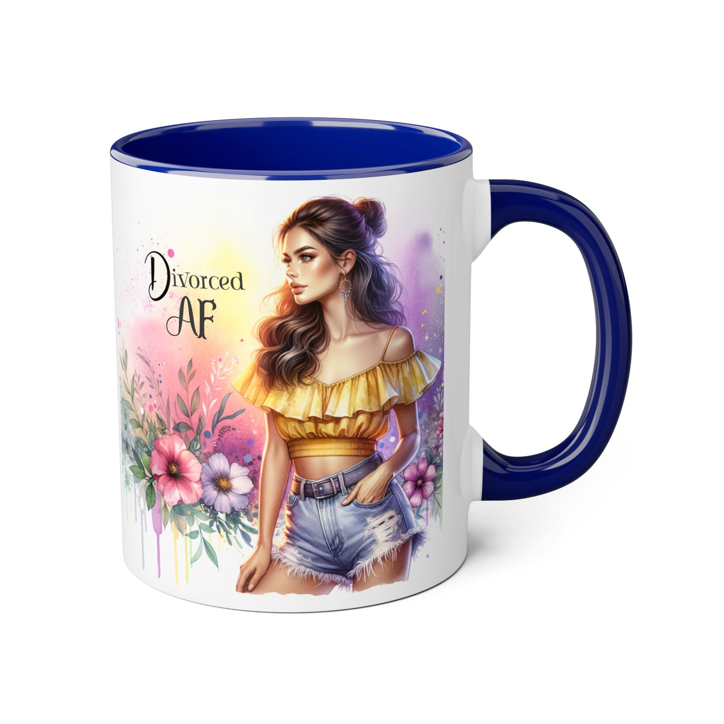 Divorced AF Accent Mug, Floral Coffee Cup, Empowerment Gift, Self-Care Mug, Funny Divorce Coffee Mug, Unique Drinkware