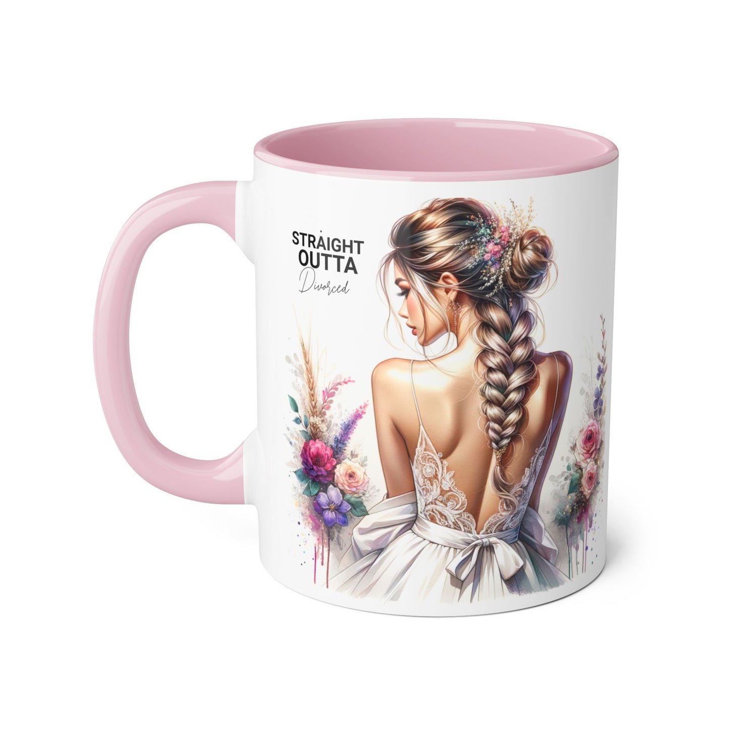 Straight Outta Divorced Humoristic Elegant Floral Accent Mug, Perfect Gift for Weddings, Bridesmaid, Coffee Lovers, Home Decor, Floral Mug, Art Mug