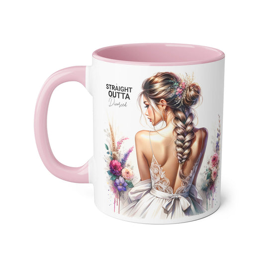 Straight Outta Divorced Humoristic Elegant Floral Accent Mug, Perfect Gift for Weddings, Bridesmaid, Coffee Lovers, Home Decor, Floral Mug, Art Mug