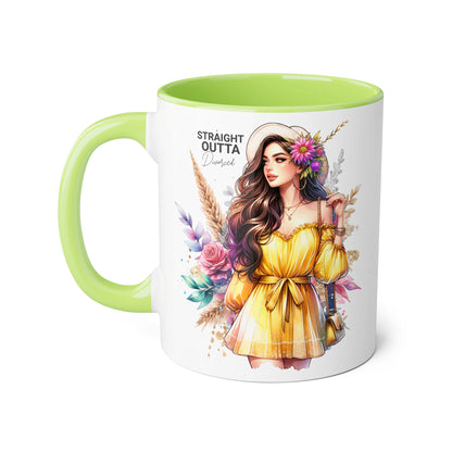 Straight Outta Divorced Humoristic Chic Floral Accent Mug, Stylish Coffee Cup, Trendy Teacup, Unique Gift for Friends, Perfect for Birthdays and Celebrations