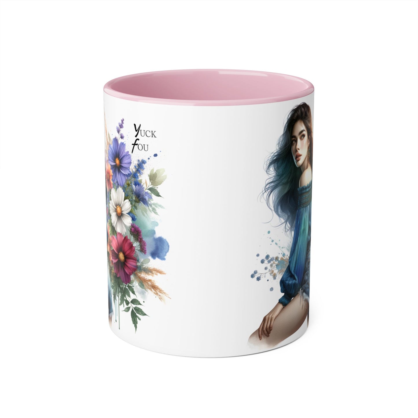 Bohemian Accent Mug - Yuck Fou Floral Design, Gift for Artists, Unique Coffee Cup, Home Decor, Stylish Drinkware