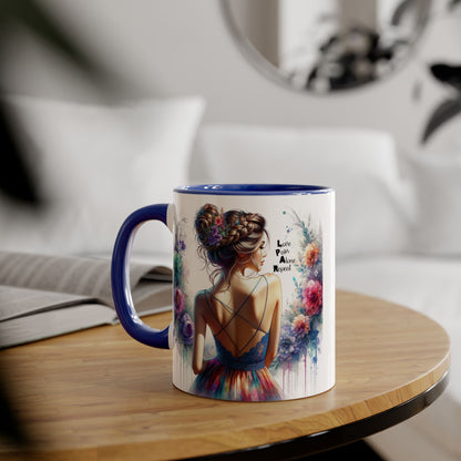 Floral Accent Mug - Vibrant Coffee Cup, Gift for Her, Home Decor, Inspirational Quotes, Art Lover's Mug, Tea Lover's Gift