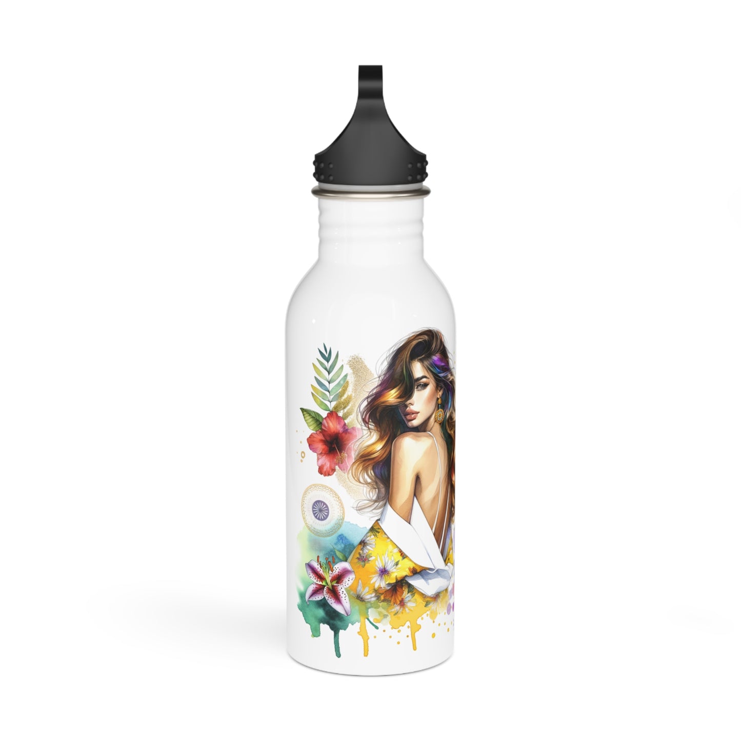 Thank U, Next Stylish Stainless Steel Water Bottle with Floral Art - Perfect for Everyday Use, Travel, Gifts, Fitness, Eco-Friendly Hydration