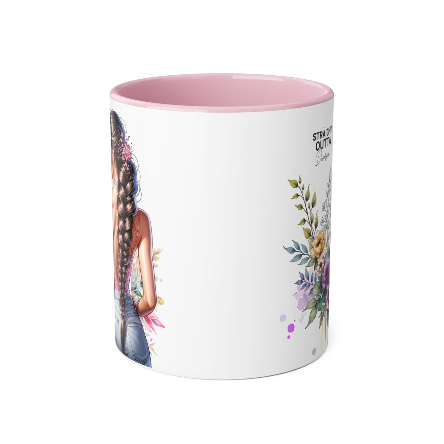 Straight Outta Divorced Humoristic Accent Mug | Floral Design Coffee Mug, Gift for Her, Inspirational Mug, Home Decor, Birthday Gift