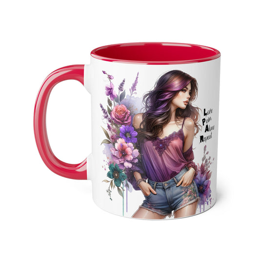 Bohemian Floral Accent Mug | Love Pain Alone Repeat Gift for Her, Inspirational Coffee Cup, Unique Home Decor, Art Mug