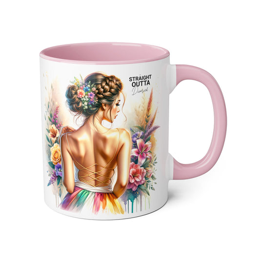 Straight Outta Divorced Humoristic Artistic Accent Mugs, 11oz | Botanical Floral Designs | Perfect Gift for Art Lovers, Home Decor, Birthday, Coffee Enthusiasts, Tea Lovers
