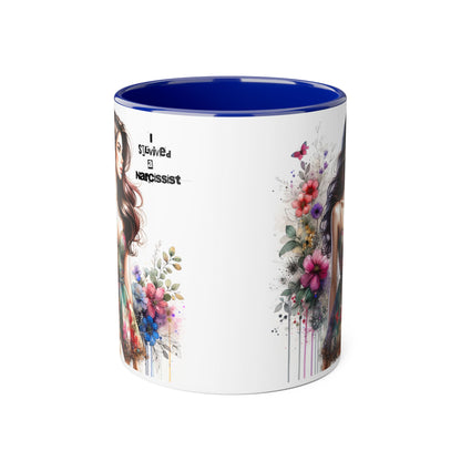 Artistic Accent Mug, Floral Design Coffee Cup, Unique Gift for Her, Inspirational Double-Sided Mug, Perfect for Birthdays, Self-Care
