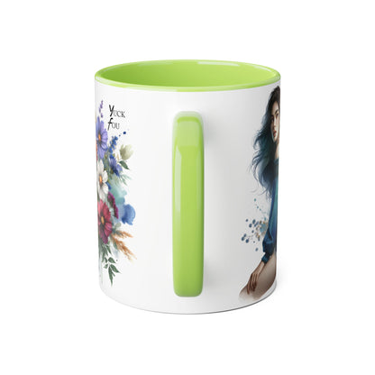 Bohemian Accent Mug - Yuck Fou Floral Design, Gift for Artists, Unique Coffee Cup, Home Decor, Stylish Drinkware