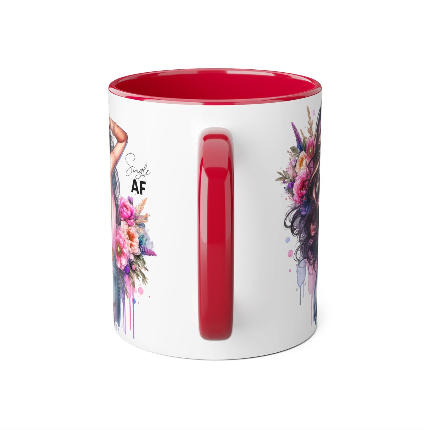 Single AF Chic Floral Accent Mug, Stylish Coffee Cup, Gift for Her, Trendy Home Decor, Birthday Present, Self-Love Reminder