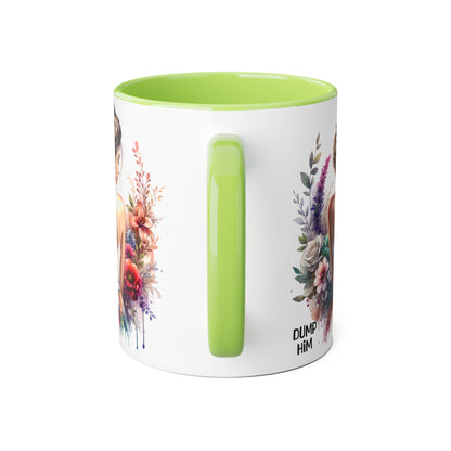 Floral Dump Him Mug, Cute Coffee Cup, Gift for Friends, Unique Kitchen Decor, Relationship Humor, Coffee Lover