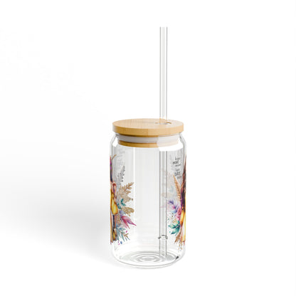 I Don't Make Mistakes, I Date Them Chic Floral Sipper Glass, Travel Drinkware, Summer Refreshments, Eco-Friendly Beverage Container, Gift for Her, Bohemian Style