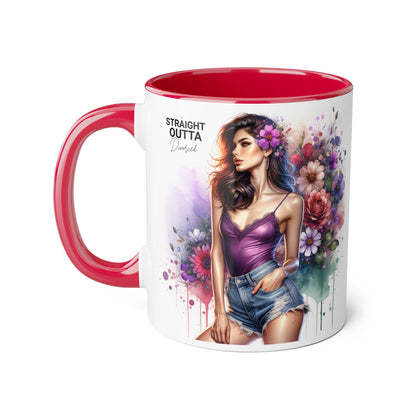 Straight Outta Divorced Humoristic Floral Art Accent Mug, Straight Outta, Gift for Her, Coffee Lover, Home Décor, Unique Tea Cup, Birthday Present