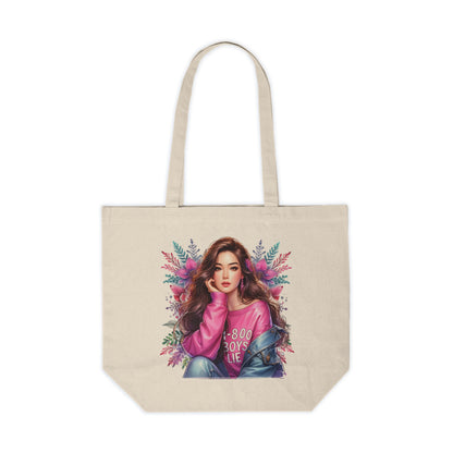 1-800-Boys-Lie Chic Floral Tote Bag, Fashionable Canvas Shopper, Girly Eco-Friendly Tote, Stylish Grocery Bag, Cute Gift for Her, Everyday Carryall