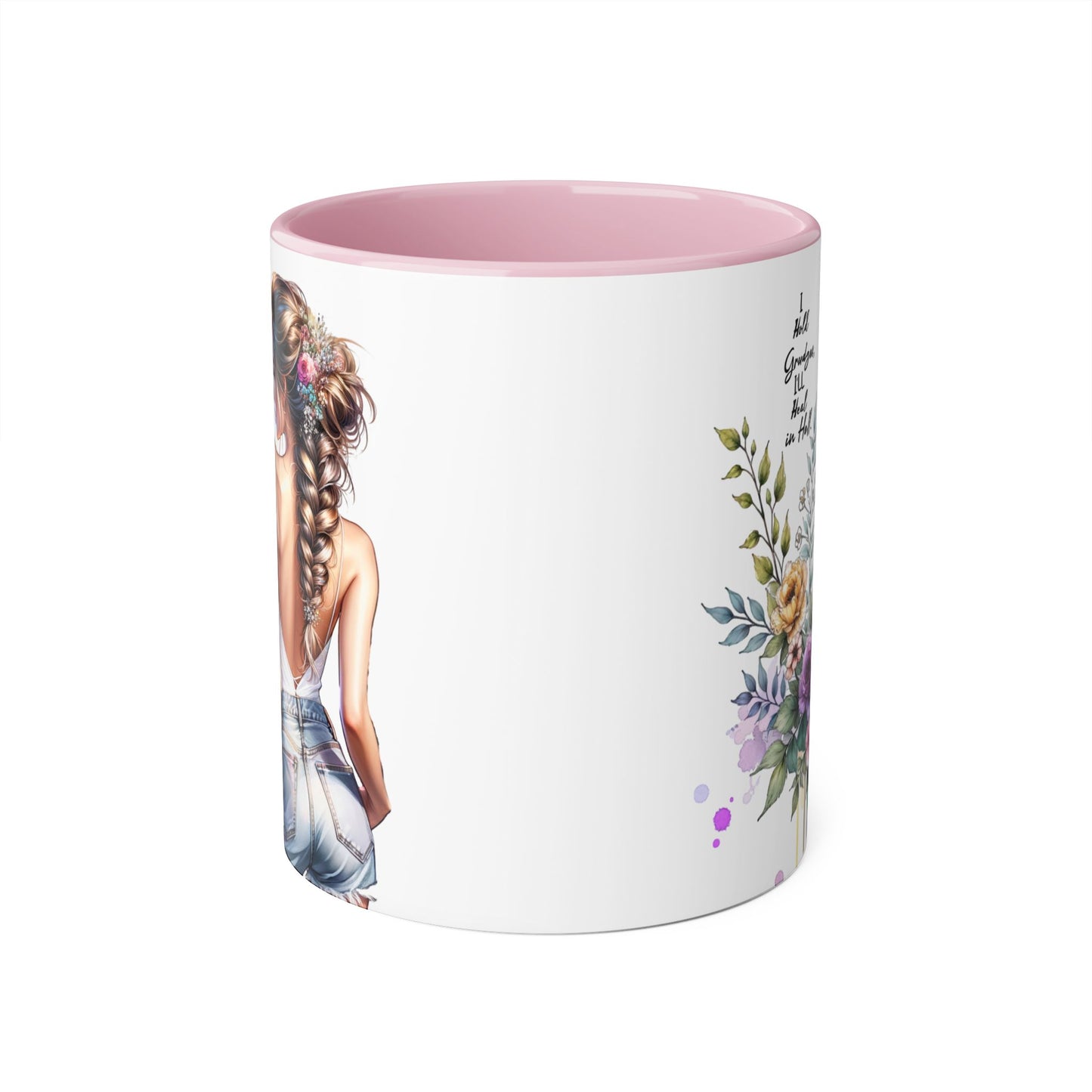 I Hold Grudges, I'll Heal in Hell  Humoristic Floral Back-View Accent Mug, Inspirational Coffee Cup, Perfect Gift for Friends, Mother's Day, Home Decor, Tea Lovers