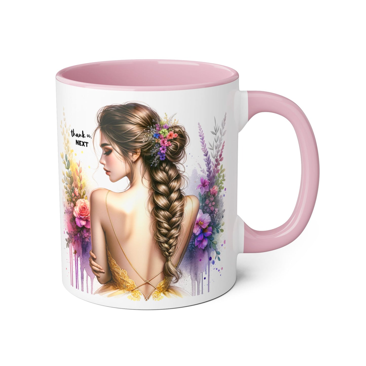 Thank U, Next Floral Art Accent Mug - Perfect Gift for Coffee Lovers, Boho Decor, Birthday, Tea Time, Home Office