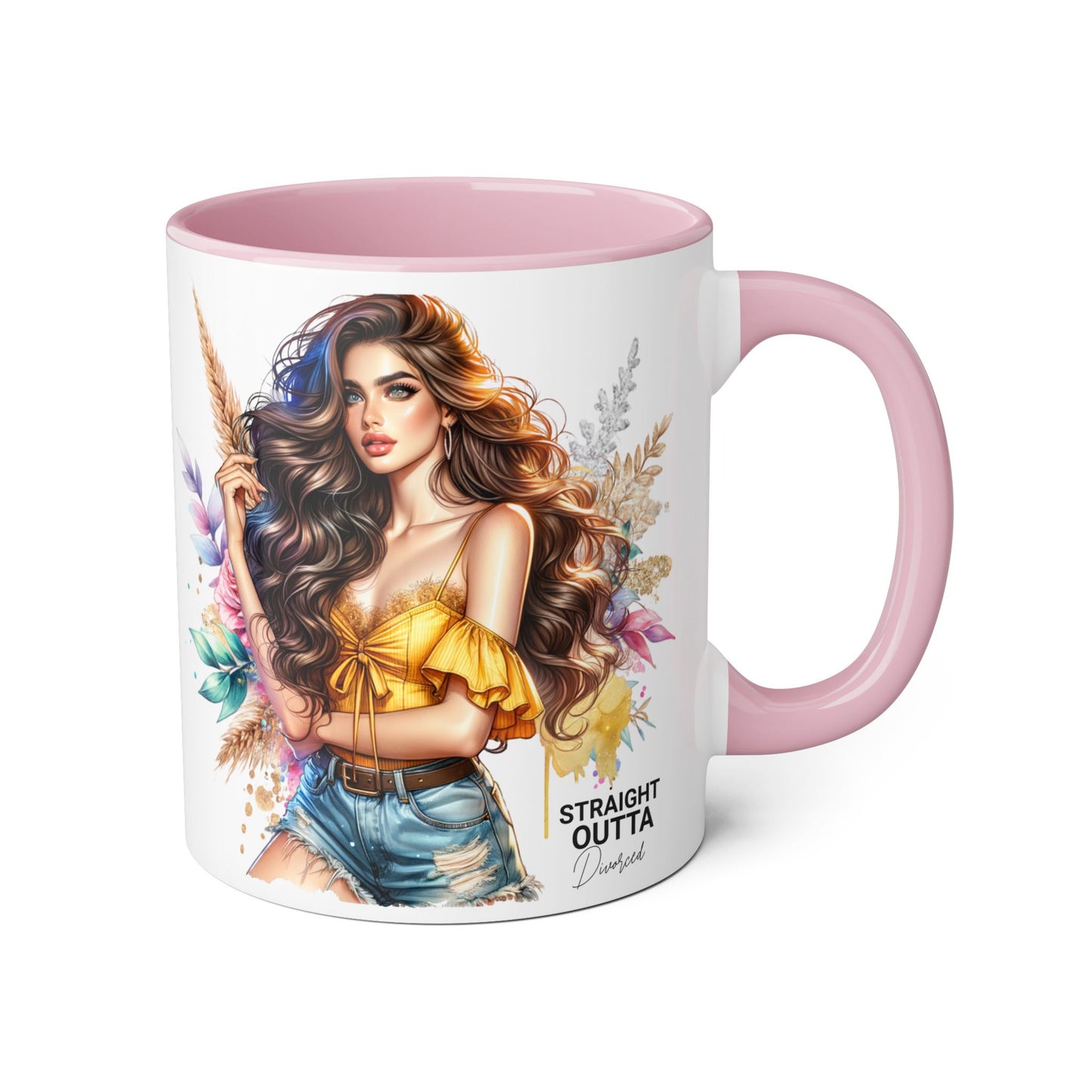 Straight Outta Divorced Humoristic Vibrant Accent Mug for Coffee Lovers, Perfect Gift for Birthdays, Anniversaries, or Home Decor