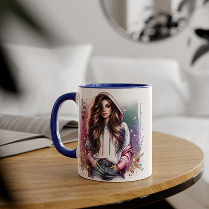 Stylish Accent Mug - 'Free and Loving Me' Coffee Cup, Perfect Gift for Coffee Lovers, Inspirational Drinkware, Cute Morning Mug