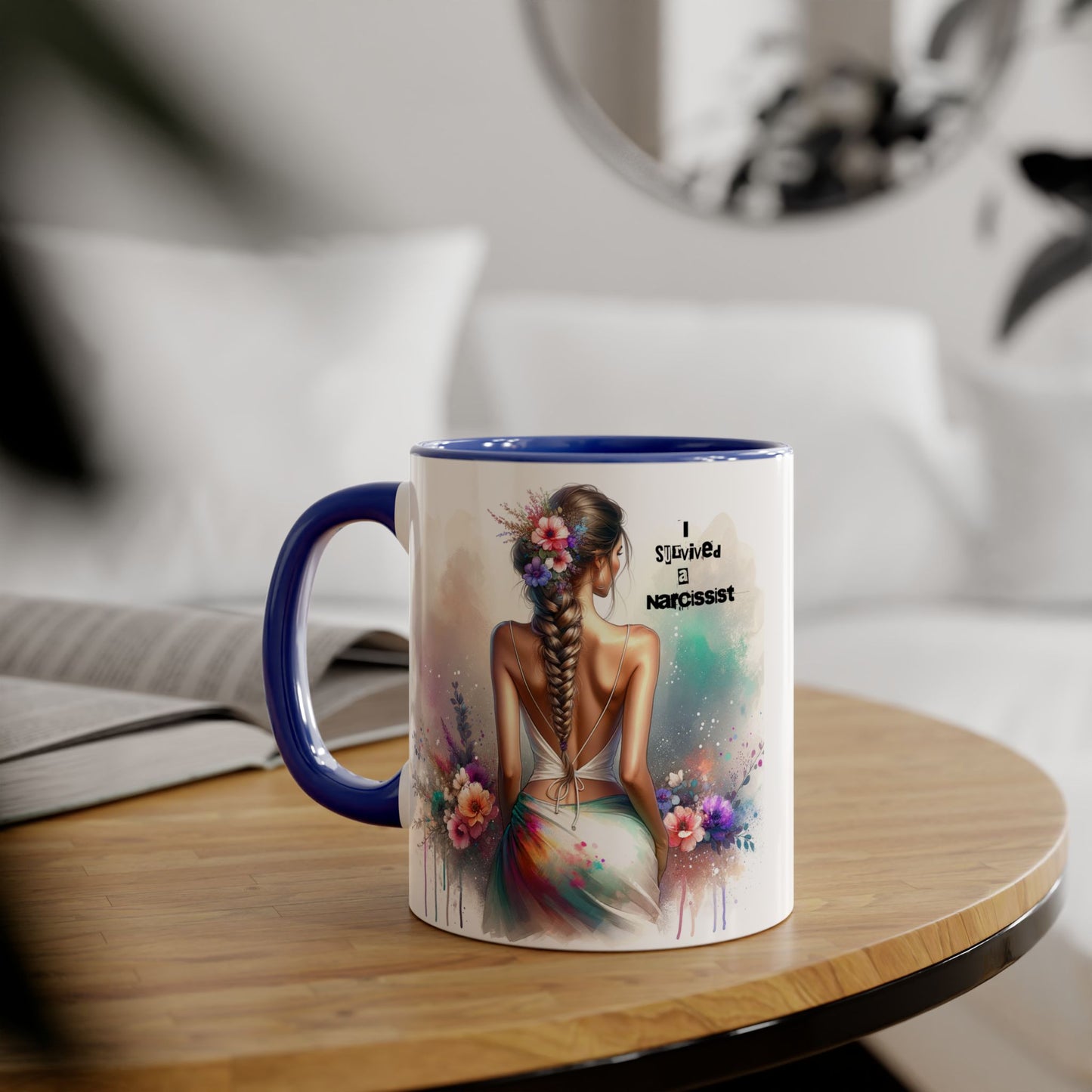 Chic Accent Mug, I Tried to be a Narcissist, Unique Gift, Floral Art, Coffee Lover, Home Decor, Inspiring Quote Mug