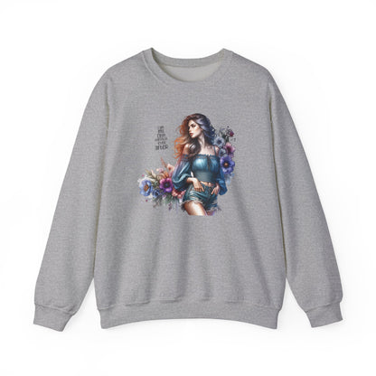 I Am My Own Happily Ever After  Floral Aesthetic Crewneck Sweatshirt - Cozy Style for Women, Fashion Top, Gift Idea, Floral Sweatshirt, Spring/Summer Wear
